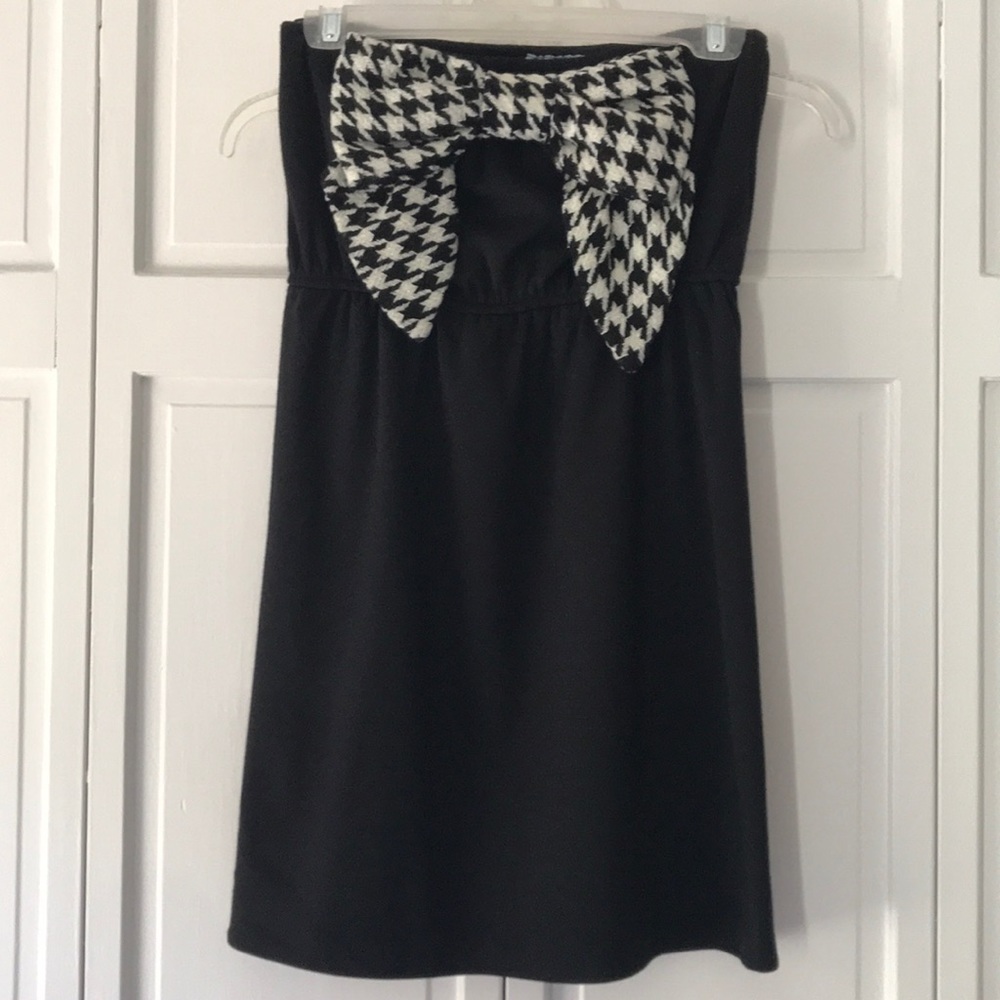 JUDITH MARCH strapless dress with houndstooth bow